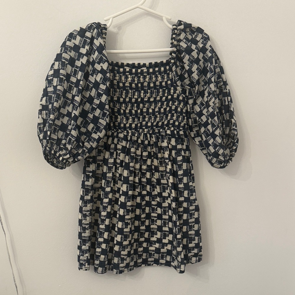 Cleobella Navy and Cream Textured Dress